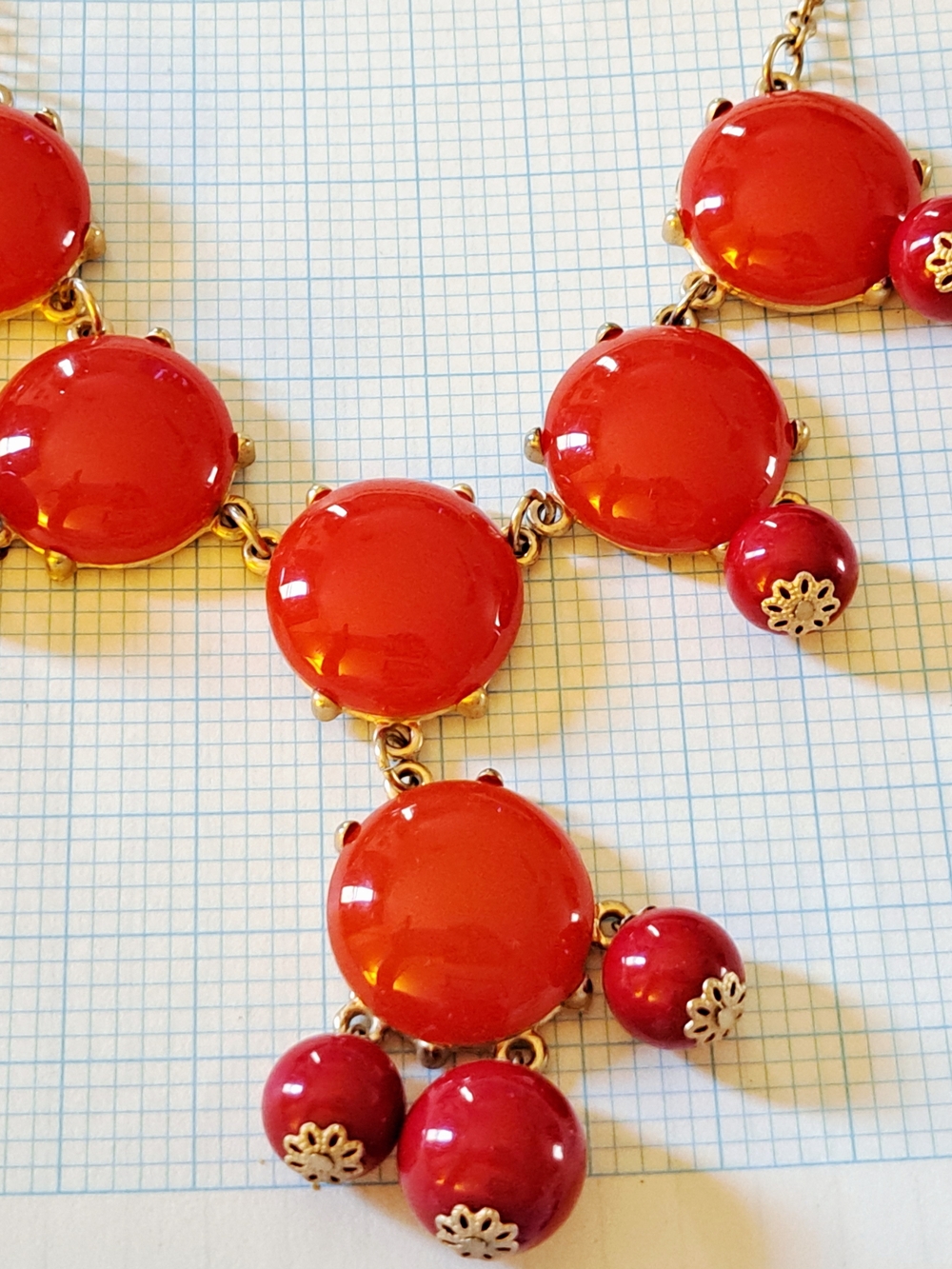 J. Crew Gold-Tone Red Statement Necklace